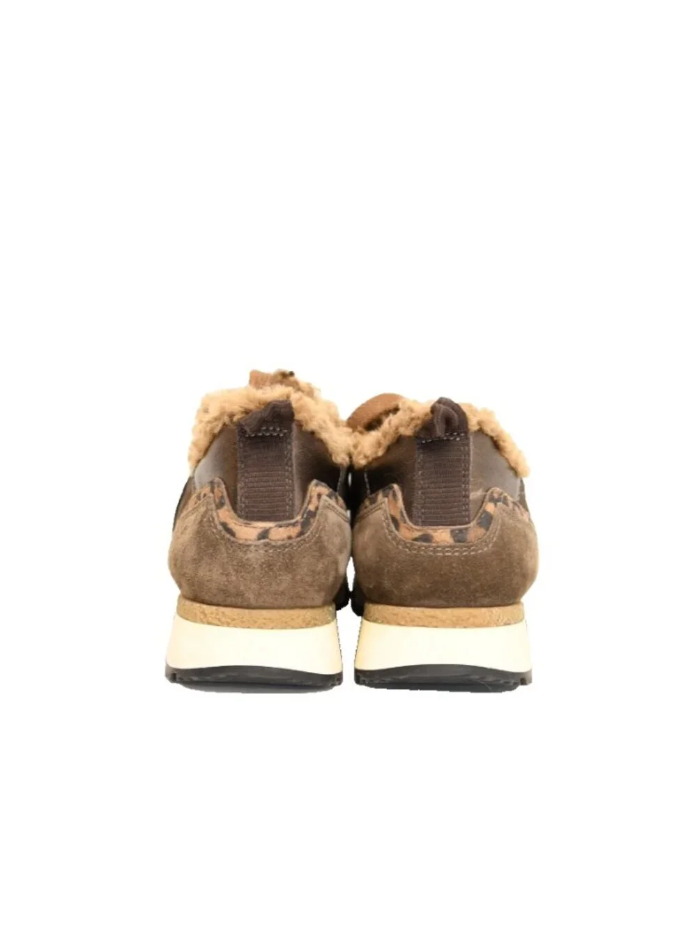 $500 PAUL GREEN Wasa SUEDE Fur Trim Sneaker SHOES Earth Moro Combo 7.5 US (TF17)
